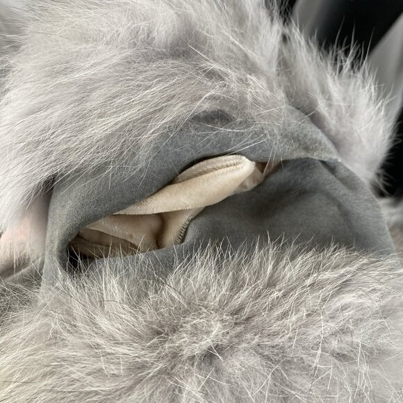 Vintage GRAY FOX FUR & SUEDE LEATHER JACKET Coat size Small Mob Wife 70s 80s - Picture 4 of 16